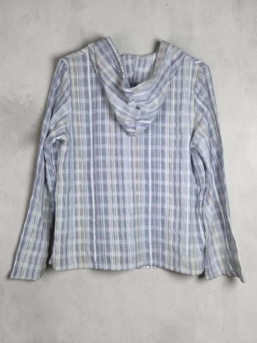 North River Striped Baja Hoodie Beach Poncho Pullover Blue Gray White Size Med. - Picture 2 of 10